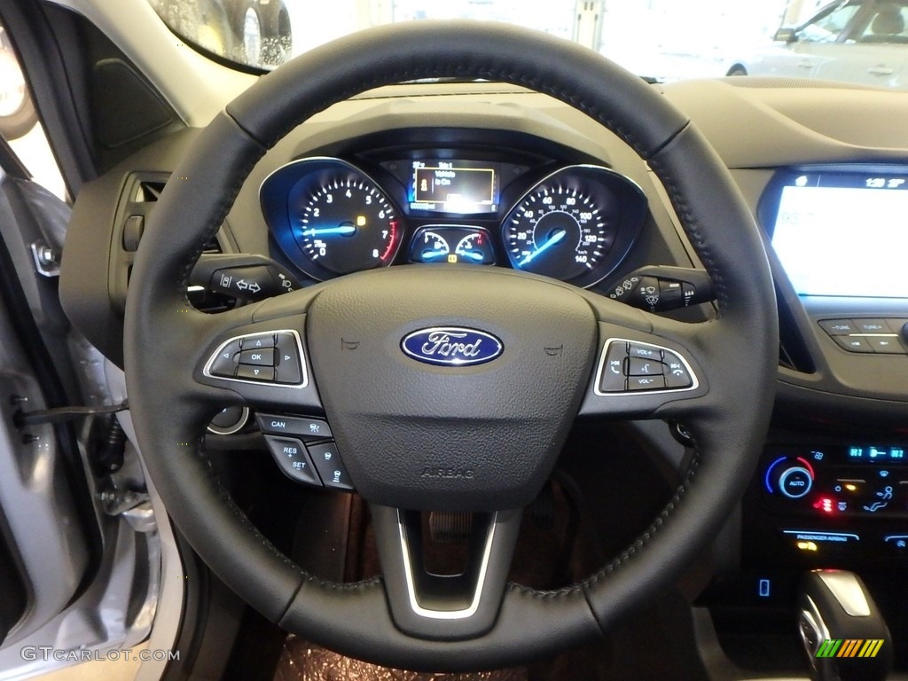 2019 Ford Escape SEL 4WD Chromite Gray/Charcoal Black Steering Wheel Photo #130417469