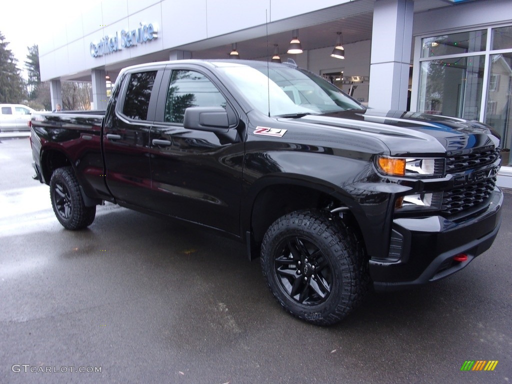 Black 2019 Chevrolet Silverado 1500 Custom Z71 Trail Boss Double Cab 4WD Exterior Photo #130422581