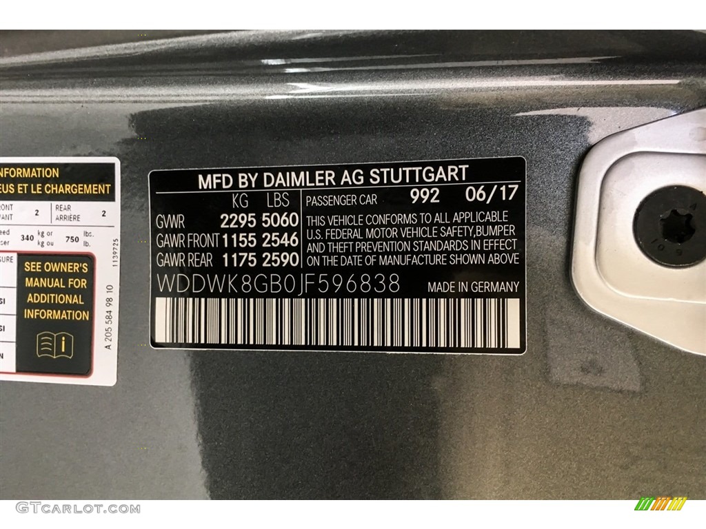2018 C Color Code 992 for Selenite Grey Metallic Photo #130431811