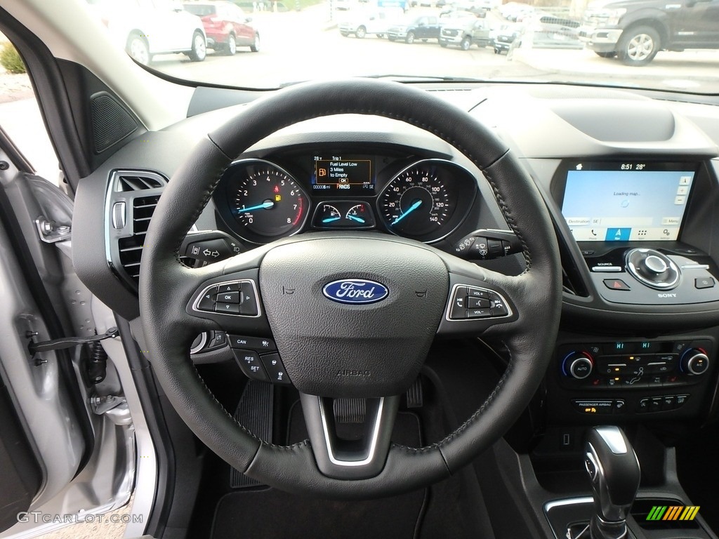 2019 Ford Escape Titanium 4WD Chromite Gray/Charcoal Black Steering Wheel Photo #130433572