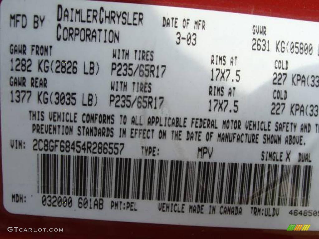2004 Pacifica AWD - Inferno Red Pearl / Dark Slate Gray photo #15