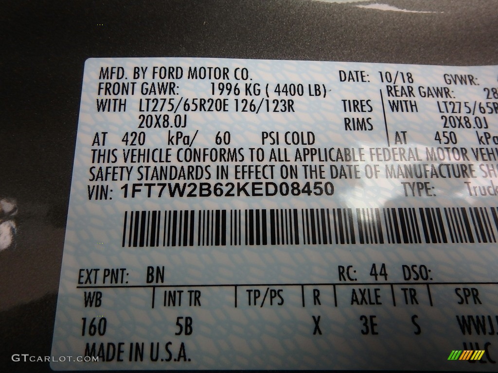 2019 F250 Super Duty Color Code BN for Silver Spruce Photo #130439750
