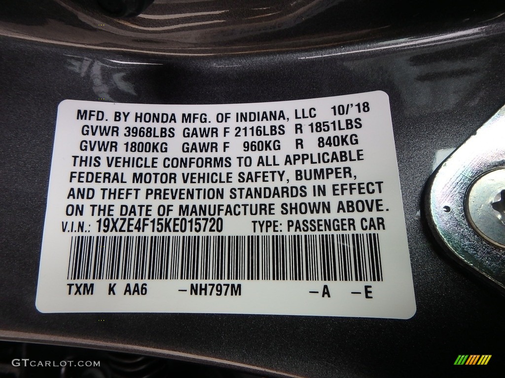 2019 Insight Color Code NH797M for Modern Steel Metallic Photo #130442797