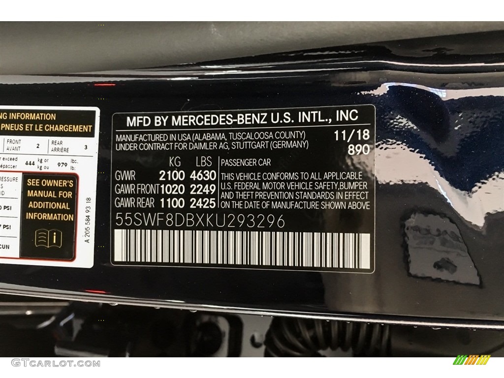 2019 C Color Code 890 for Lunar Blue Metallic Photo #130444101