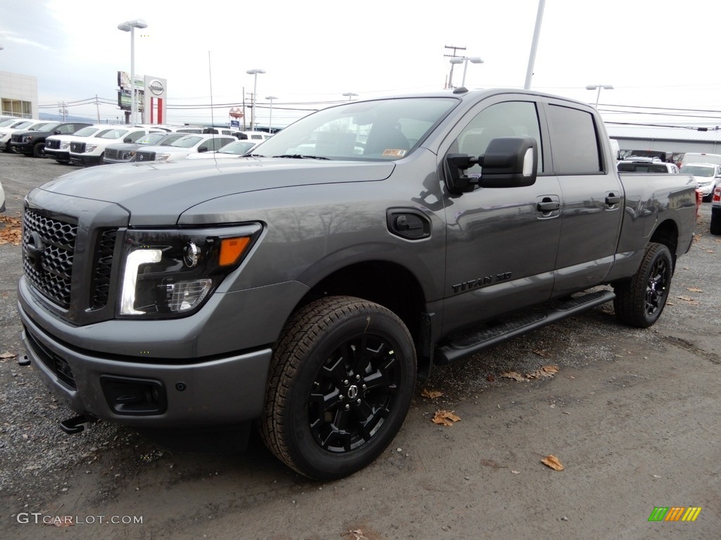 Gun Metallic 2019 Nissan TITAN XD Midnight Edition Crew Cab 4x4 Exterior Photo #130447952