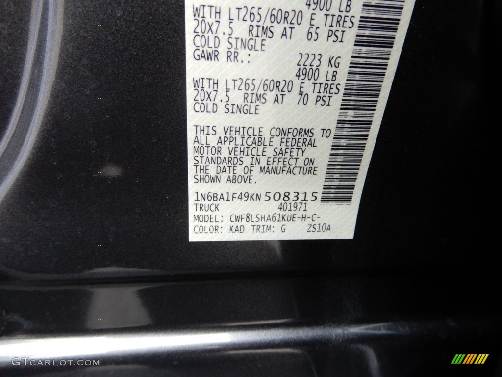2019 Nissan TITAN XD Midnight Edition Crew Cab 4x4 Color Code Photos