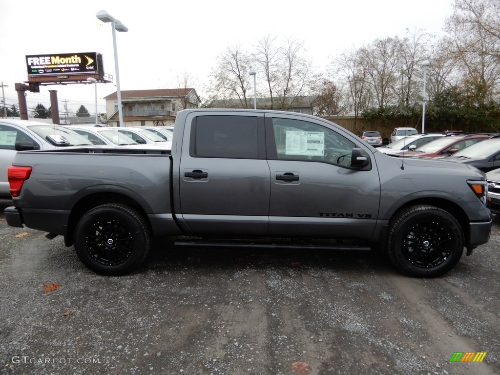 Gun Metallic 2019 Nissan Titan Midnight Edition Crew Cab 4x4 Exterior Photo #130448324