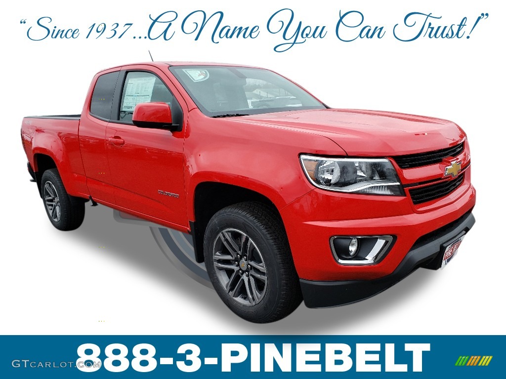 2019 Colorado WT Extended Cab 4x4 - Red Hot / Jet Black/Dark Ash photo #1