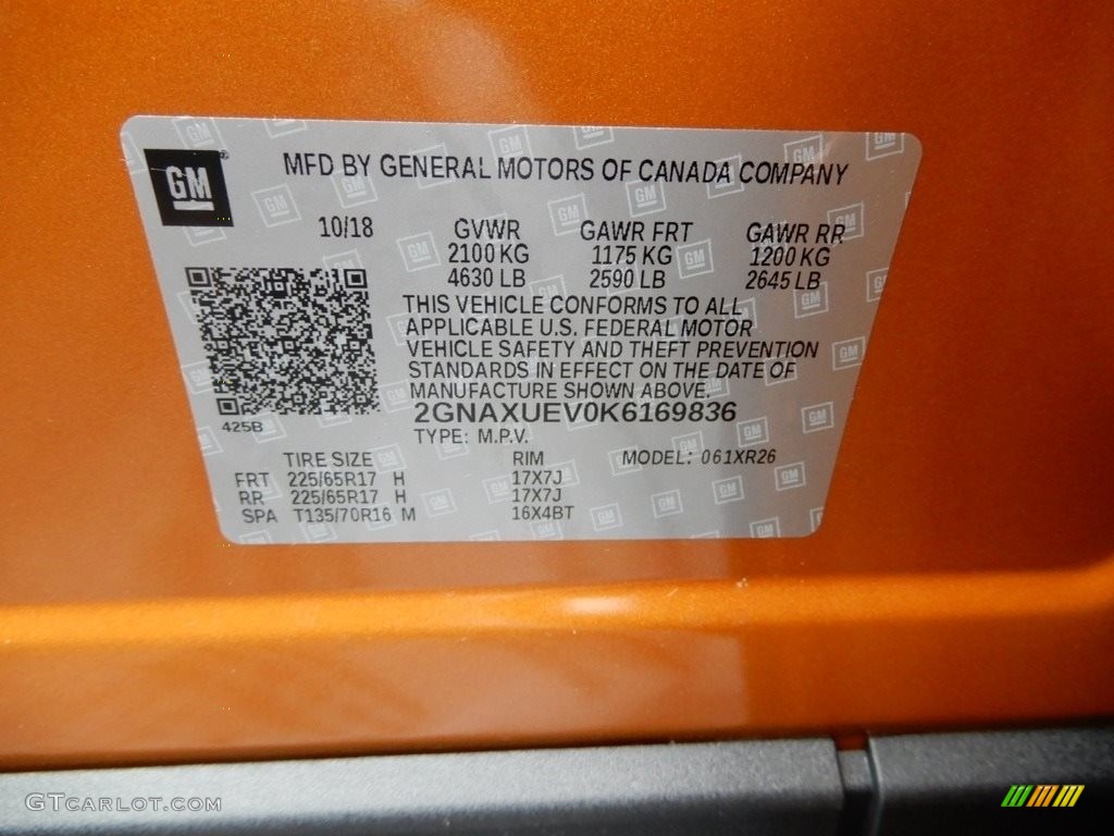 2019 Equinox LT AWD - Orange Burst Metallic / Jet Black photo #15