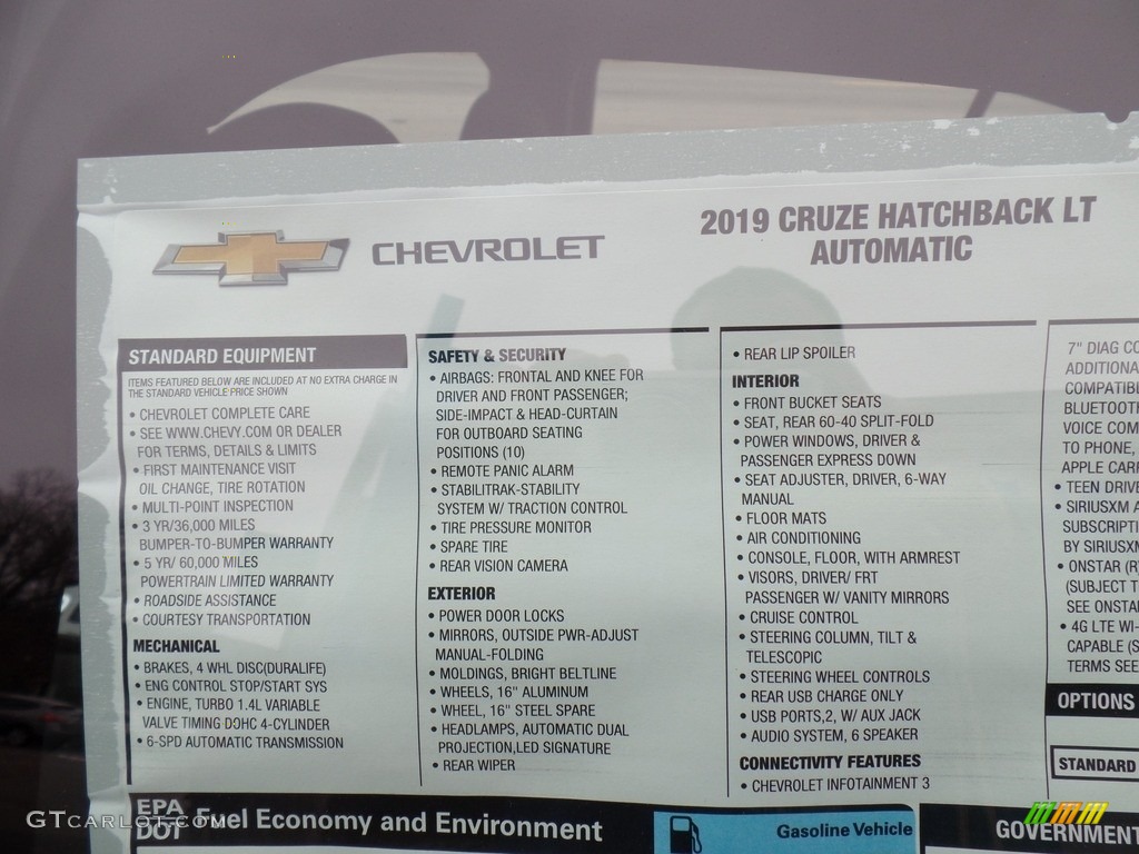 2019 Chevrolet Cruze LT Hatchback Window Sticker Photo #130455794