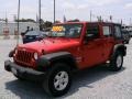 2009 Flame Red Jeep Wrangler Unlimited X 4x4  photo #7