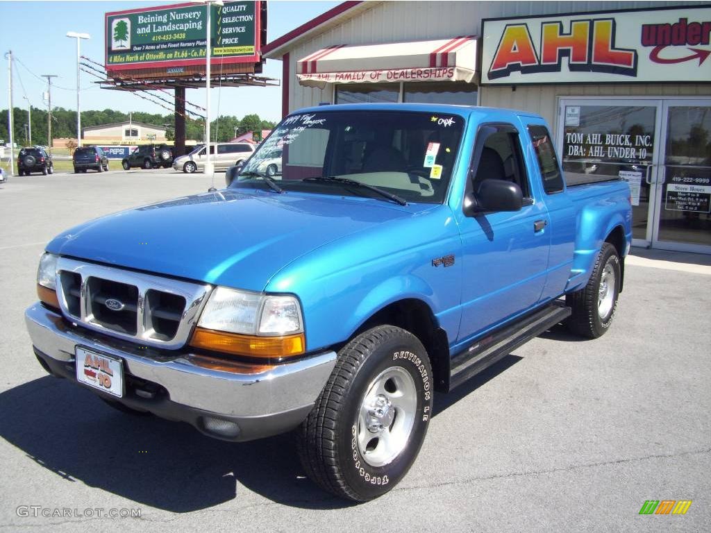 1999 Ranger XLT Extended Cab 4x4 - Bright Atlantic Blue Metallic / Medium Graphite photo #2