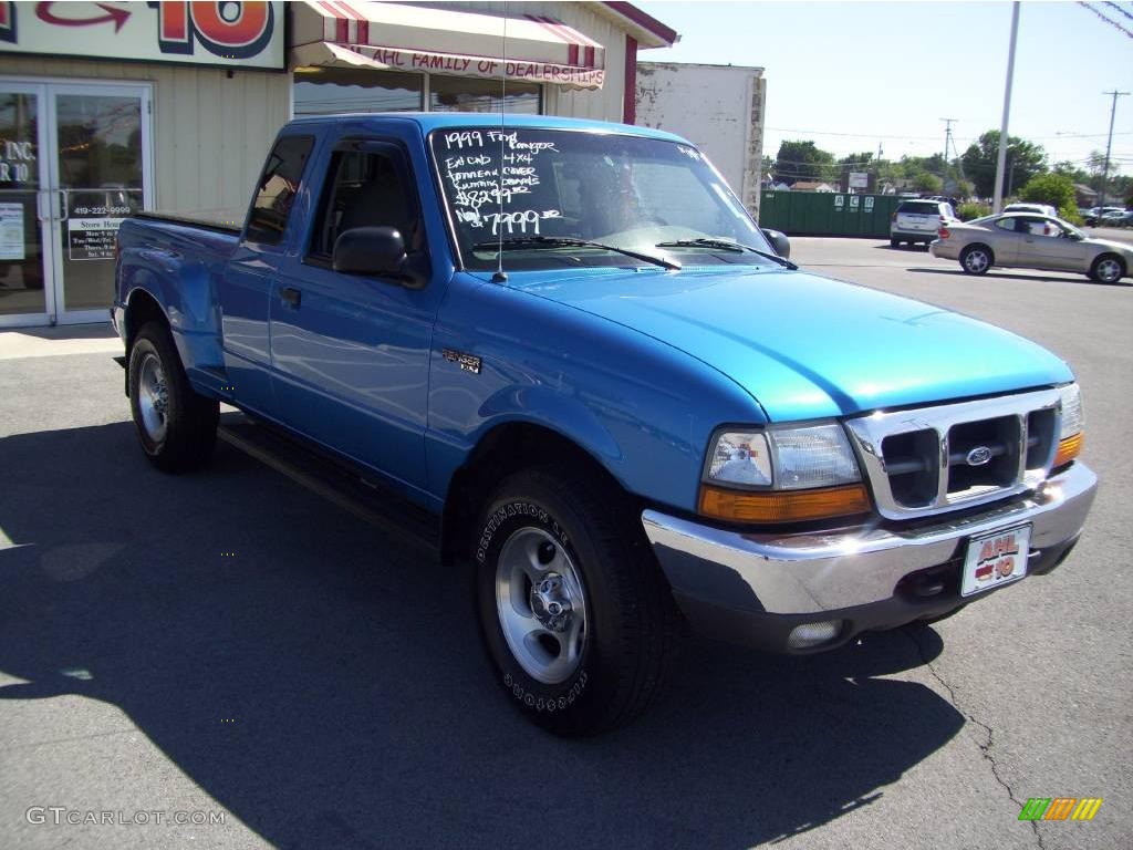 1999 Ranger XLT Extended Cab 4x4 - Bright Atlantic Blue Metallic / Medium Graphite photo #8