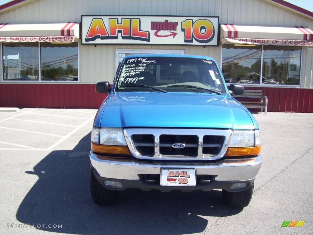 1999 Ranger XLT Extended Cab 4x4 - Bright Atlantic Blue Metallic / Medium Graphite photo #9
