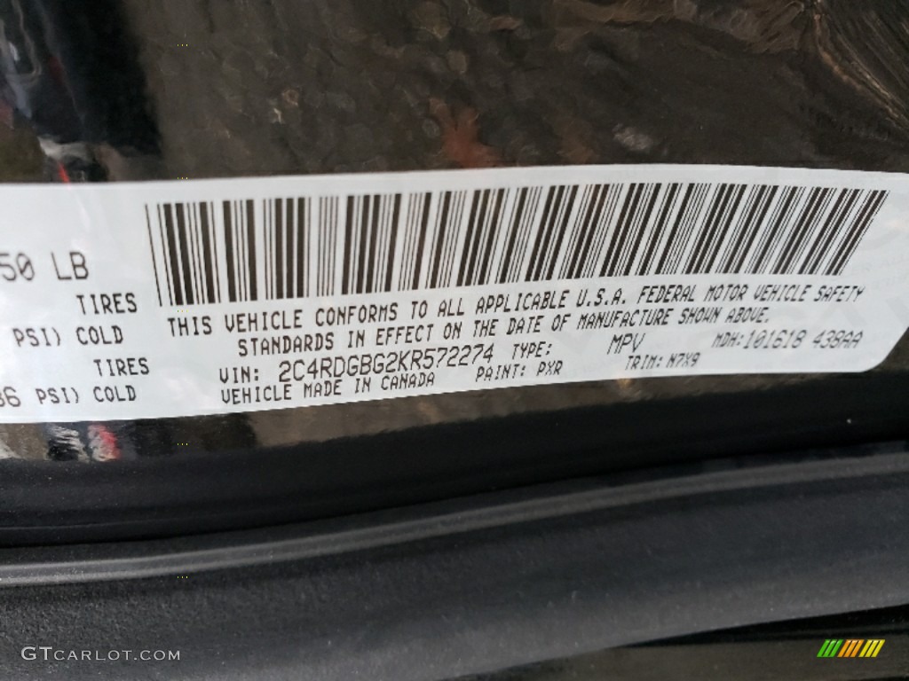 2019 Grand Caravan SE - Black Onyx Crystal Pearl / Black photo #9