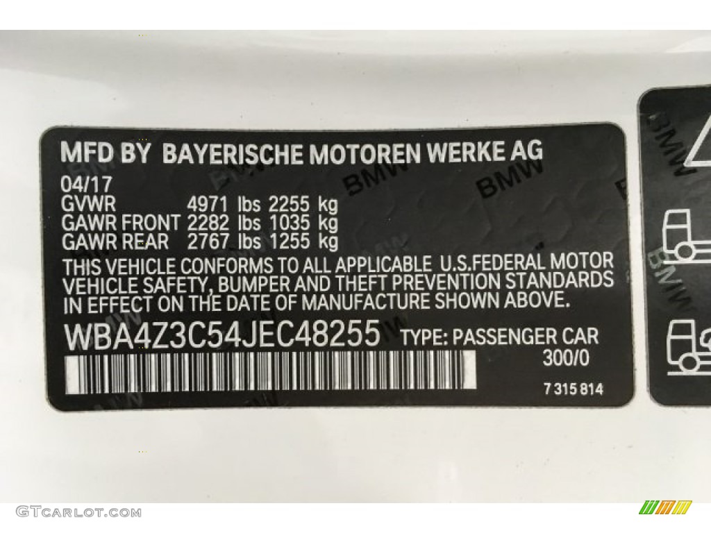 2018 BMW 4 Series 430i xDrive Convertible Color Code Photos