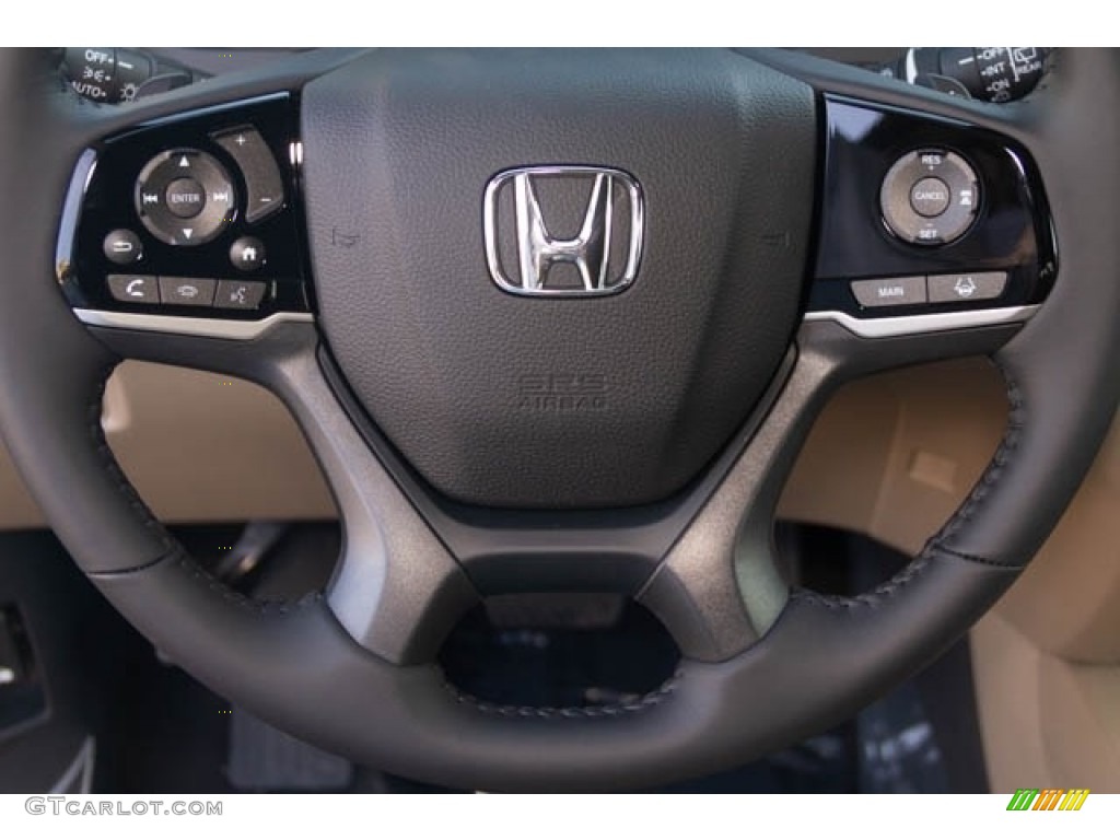 2019 Honda Pilot Touring Beige Steering Wheel Photo #130481351