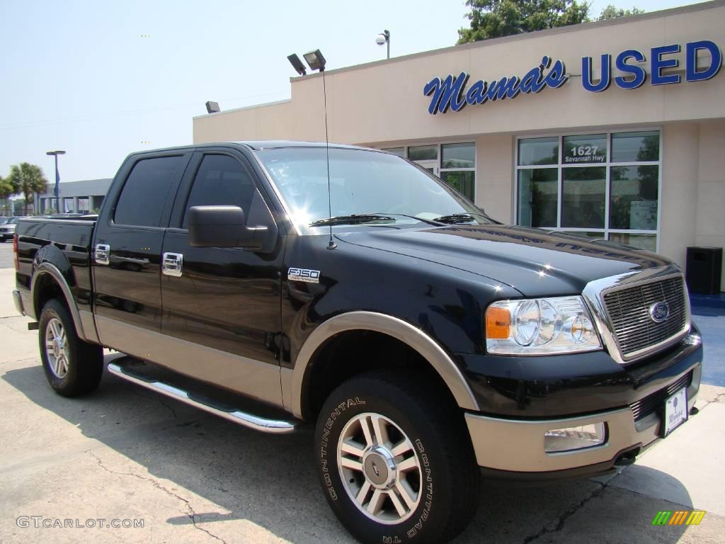 2005 F150 Lariat SuperCrew 4x4 - Black / Tan photo #2