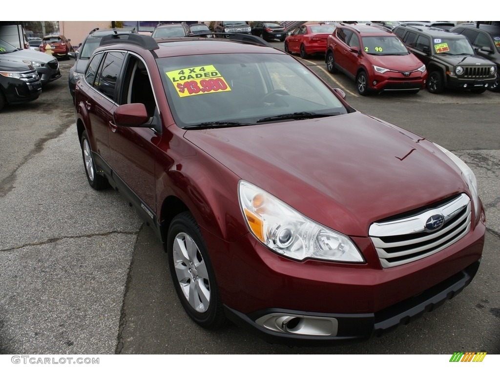 2012 Outback 2.5i Premium - Ruby Red Pearl / Off Black photo #1