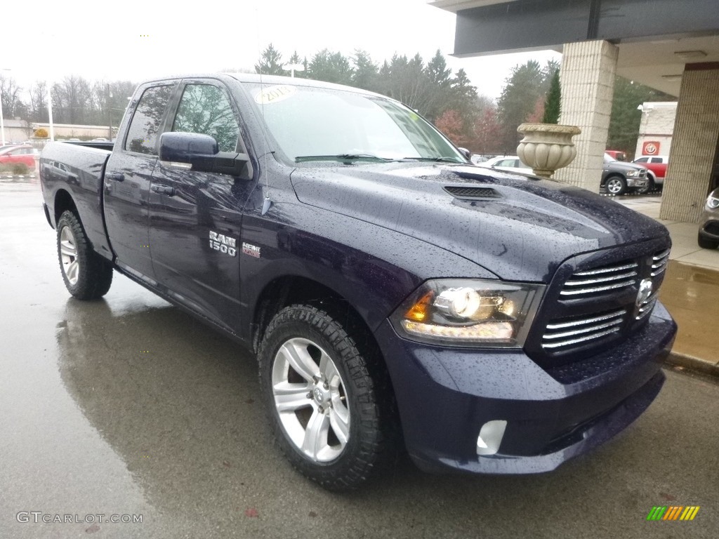 2013 1500 Sport Quad Cab 4x4 - True Blue Pearl / Black photo #2