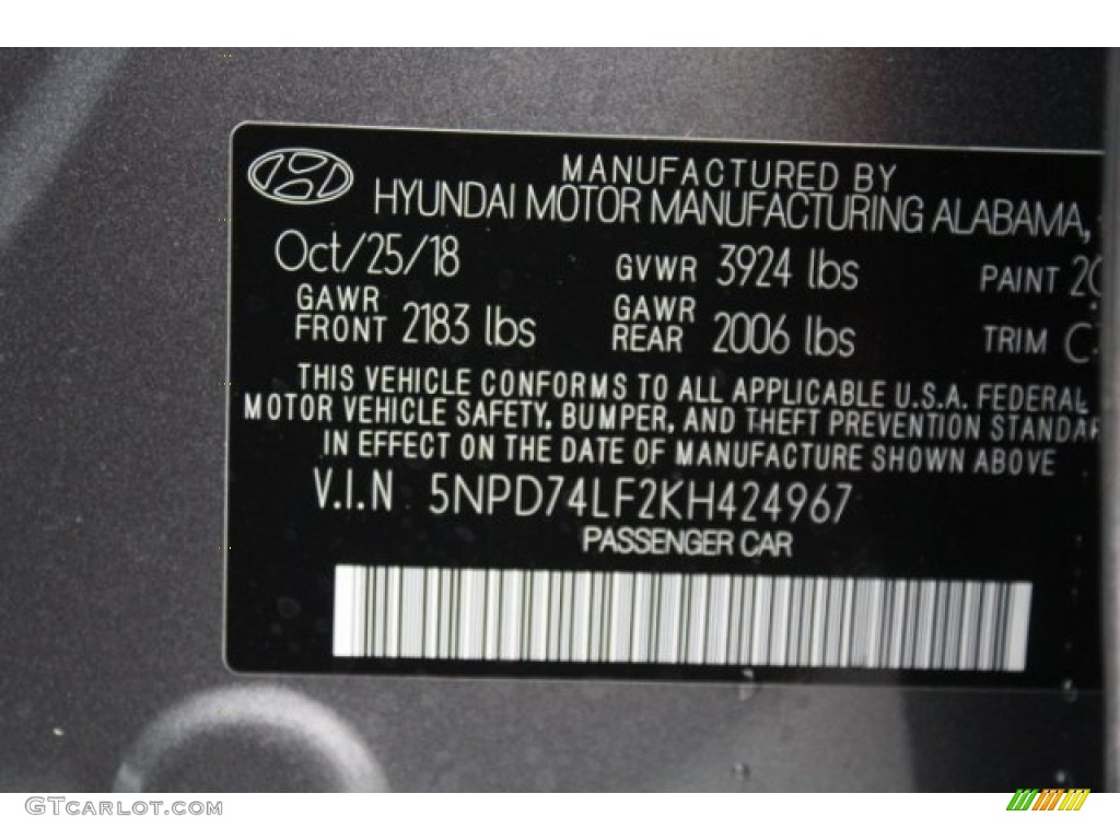 2019 Elantra SE - Machine Gray / Black photo #23
