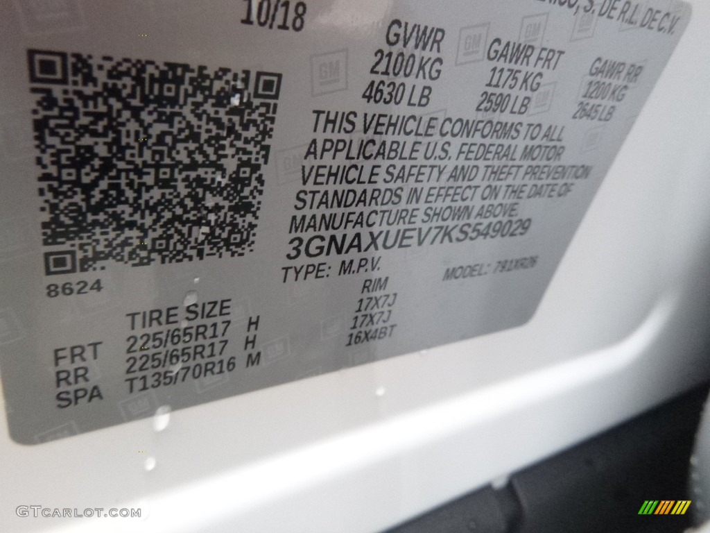 2019 Equinox LT AWD - Summit White / Medium Ash Gray photo #14