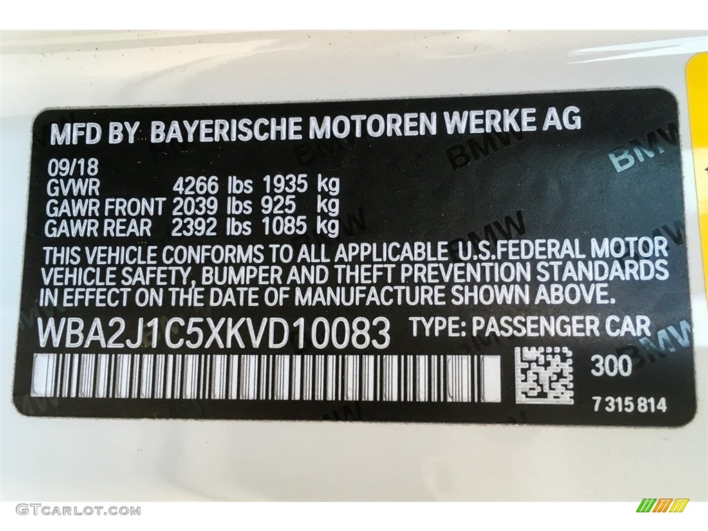 2019 2 Series Color Code 300 for Alpine White Photo #130528570