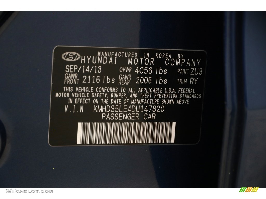 2013 Elantra GT - Windy Sea Blue / Black photo #18