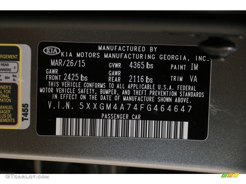 2015 Optima LX - Titanium Metallic / Gray photo #19