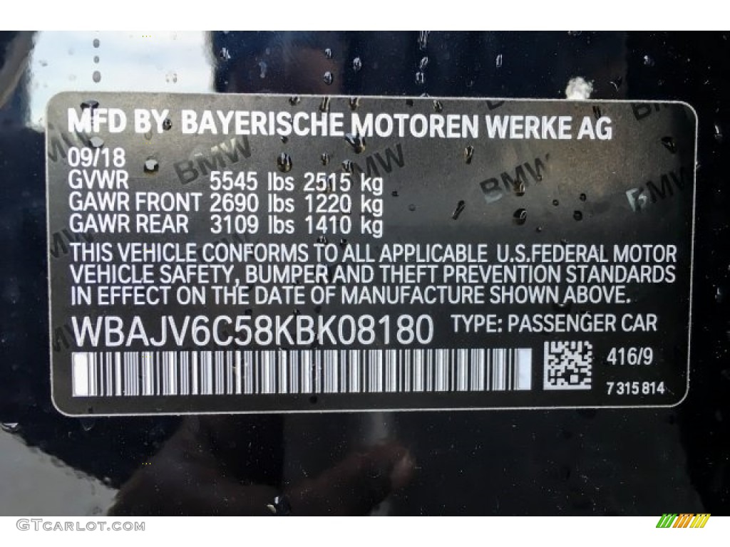 2019 6 Series Color Code 416 for Carbon Black Metallic Photo #130531717