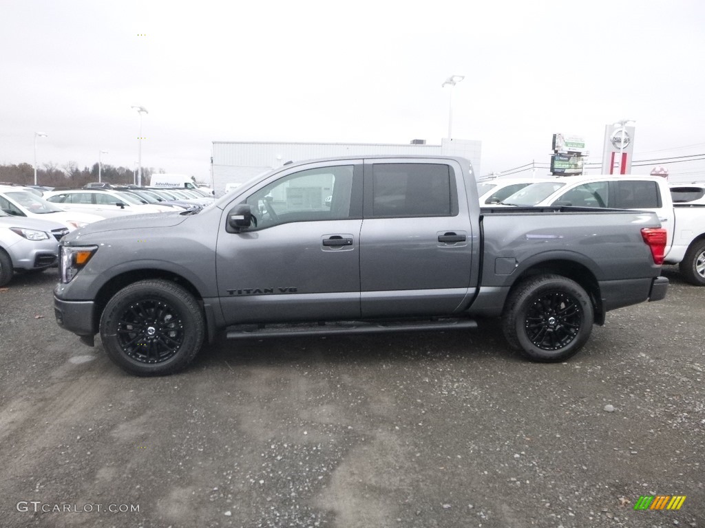 Gun Metallic 2019 Nissan Titan Midnight Edition Crew Cab 4x4 Exterior Photo #130533577
