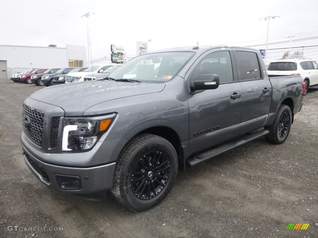 Gun Metallic 2019 Nissan Titan Midnight Edition Crew Cab 4x4 Exterior Photo #130533604