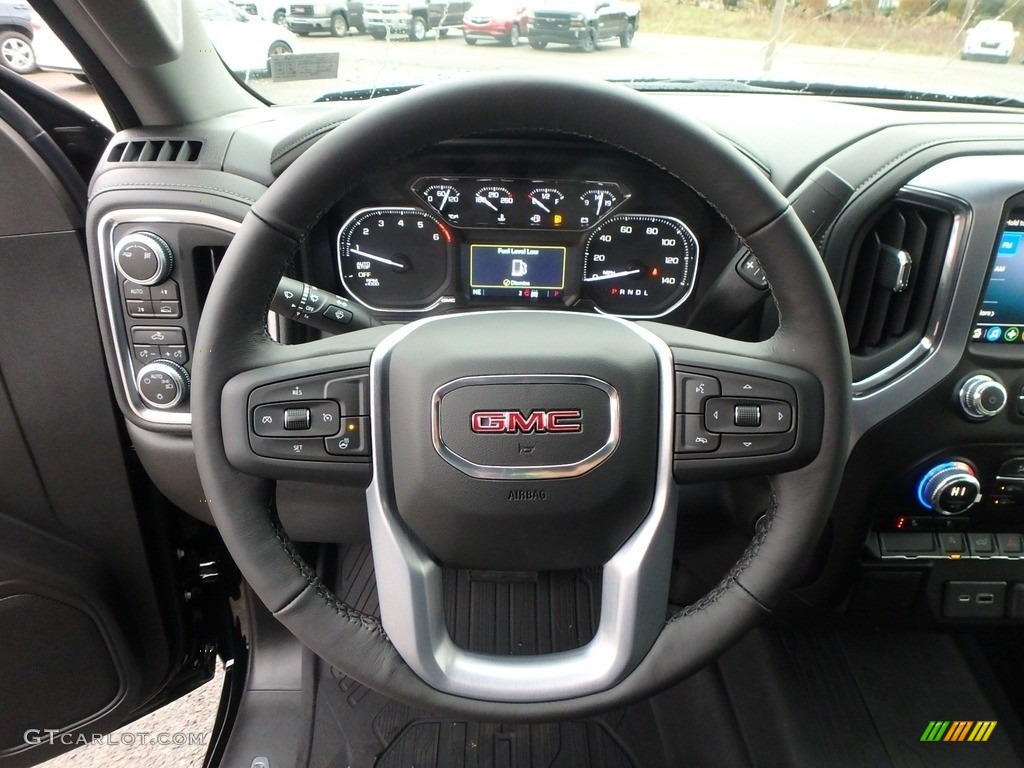 2019 GMC Sierra 1500 SLE Double Cab 4WD Jet Black Steering Wheel Photo #130543075