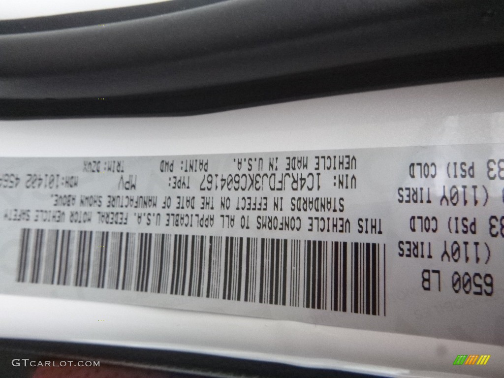 2019 Grand Cherokee Color Code PWD for Ivory 3-Coat Photo #130550369
