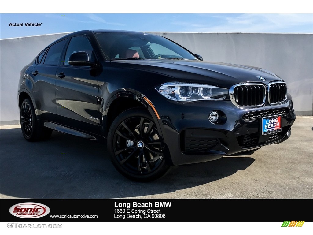 2019 X6 sDrive35i - Carbon Black Metallic / Coral Red/Black photo #1