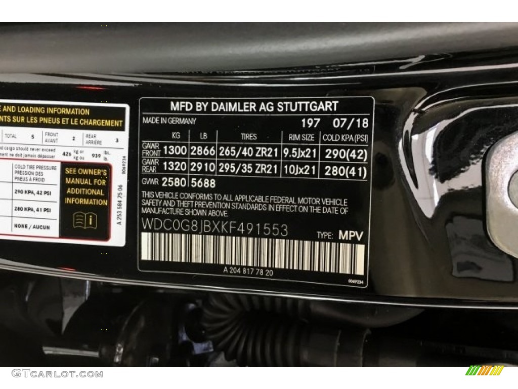 2019 GLC Color Code 197 for Obsidian Black Metallic Photo #130552748