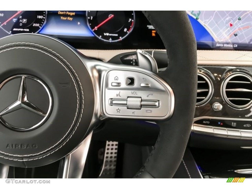 2019 Mercedes-Benz S AMG 63 4Matic Sedan Porcelain/Black Steering Wheel Photo #130554660