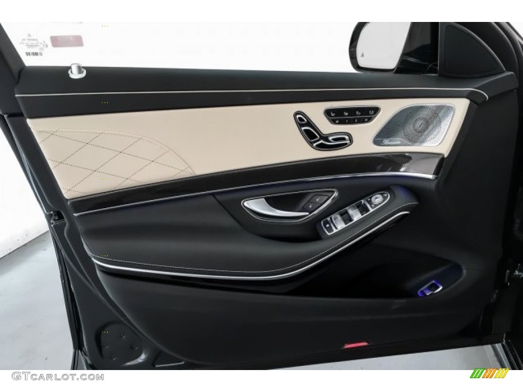 2019 Mercedes-Benz S AMG 63 4Matic Sedan Porcelain/Black Door Panel Photo #130554789