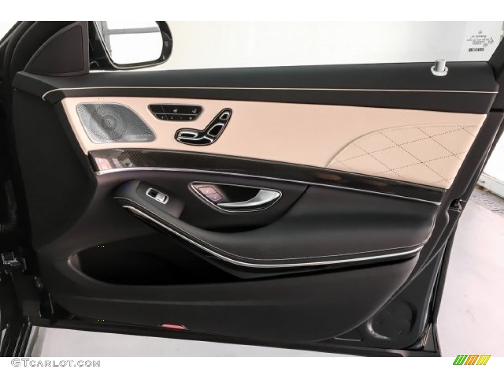 2019 Mercedes-Benz S AMG 63 4Matic Sedan Porcelain/Black Door Panel Photo #130554901