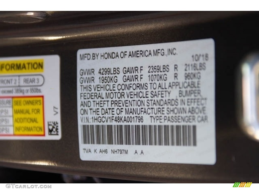 2019 Accord Color Code NH797M for Modern Steel Metallic Photo #130560365