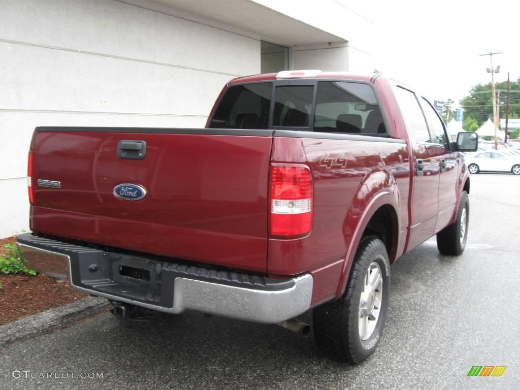 2005 F150 Lariat SuperCrew 4x4 - Dark Toreador Red Metallic / Black photo #3