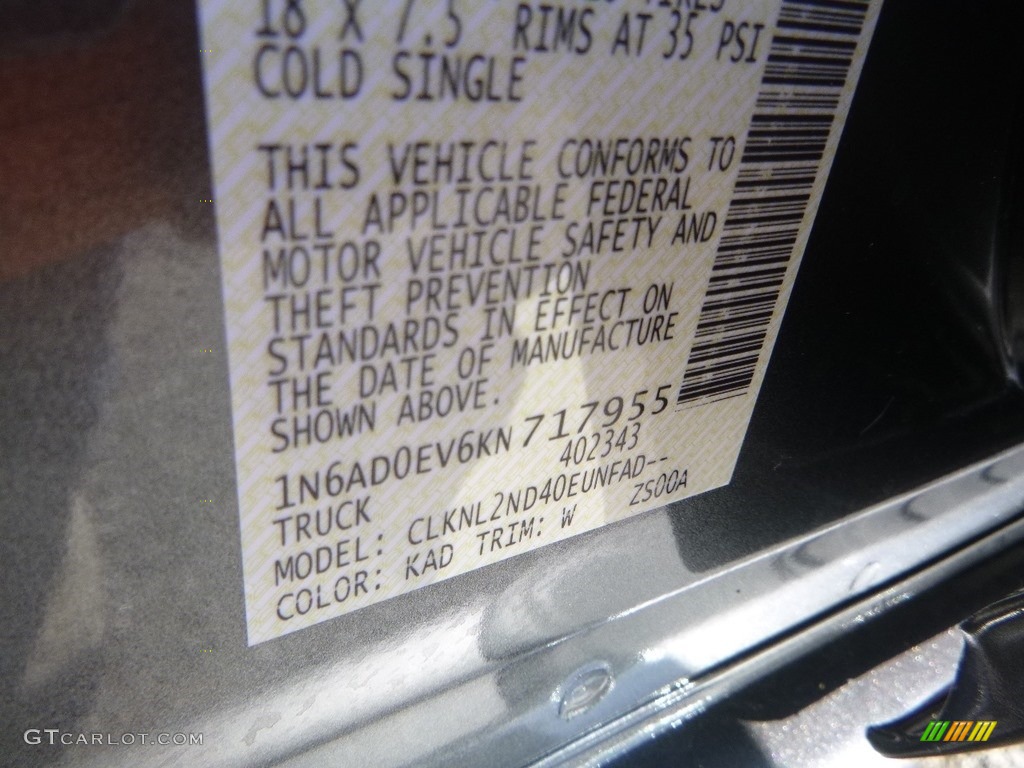 2019 Frontier Color Code KAD for Gun Metallic Photo #130583394