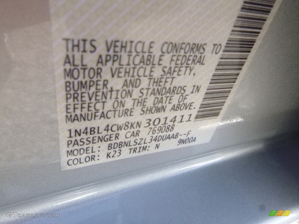 2019 Altima Color Code K23 for Brilliant Silver Metallic Photo #130583682