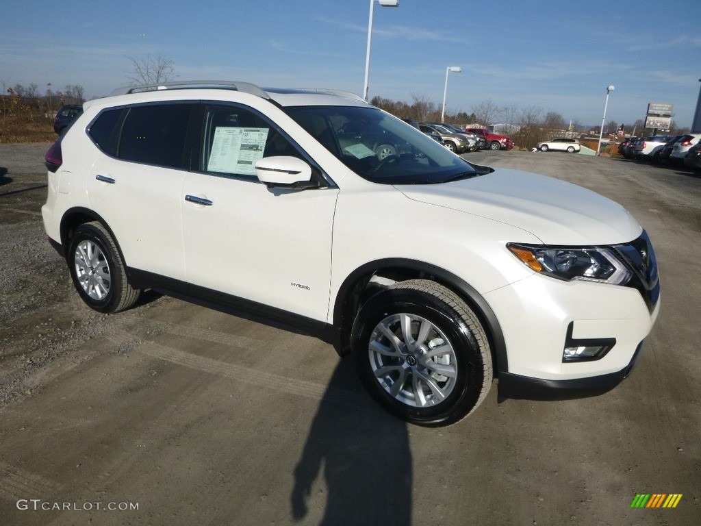 Pearl White 2019 Nissan Rogue SV AWD Hybrid Exterior Photo #130584759