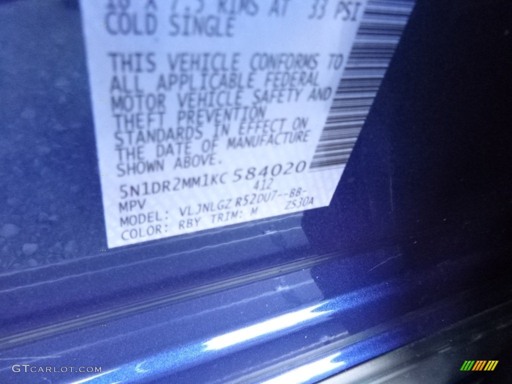 2019 Pathfinder Color Code RBY for Caspian Blue Metallic Photo #130585830