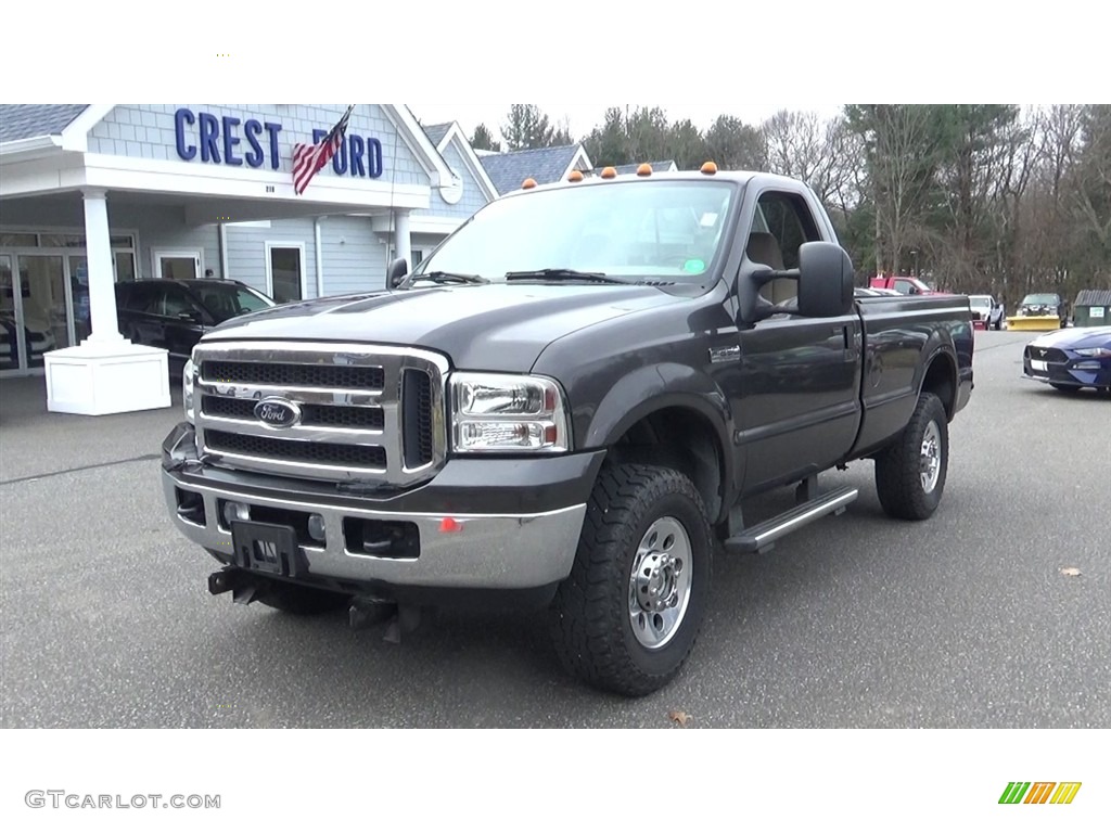 2006 F250 Super Duty XLT Regular Cab 4x4 - Dark Shadow Gray Metallic / Tan photo #3