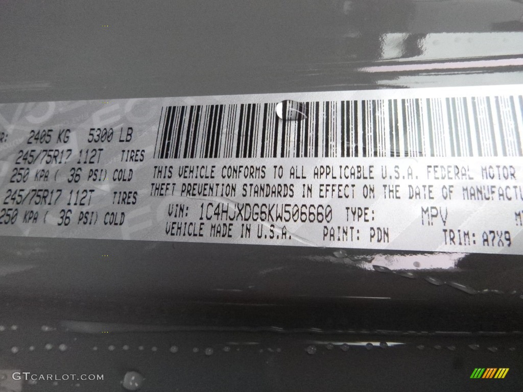 2019 Wrangler Unlimited Color Code PDN for Sting-Gray Photo #130606068