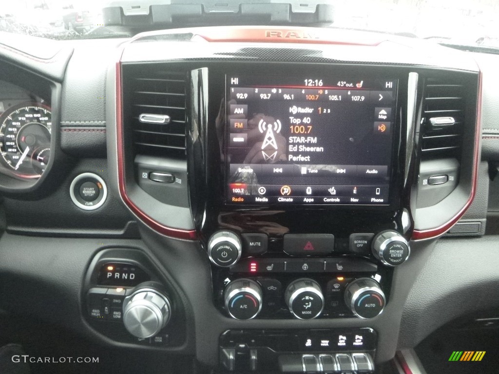 2019 1500 Rebel Crew Cab 4x4 - Diamond Black Crystal Pearl / Black/Red photo #15