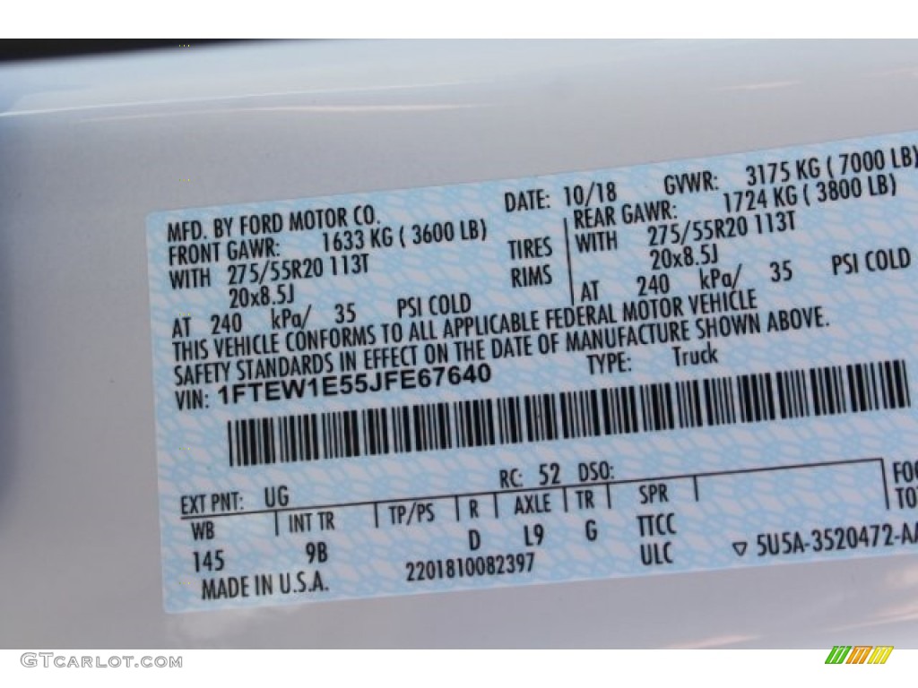 2018 F150 Platinum SuperCrew 4x4 - White Platinum / Black photo #33