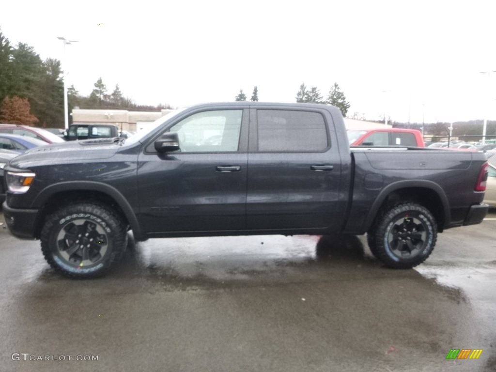 2019 1500 Rebel Crew Cab 4x4 - Maximum Steel Metallic / Black/Red photo #2